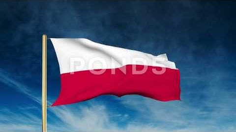 Poland Flag Slider Style. Waving In The Wind With Cloud Background Animation