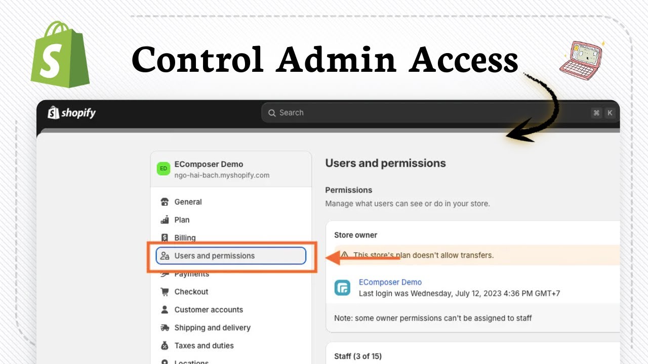 How to add users and give workers access to Shopify store - YouTube