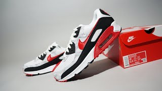 Nike Air Max 90 White University red Black - YouTube