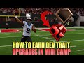 How to EARN Dev Trait Upgrades from Mini Camp Mode in Madden 24 Franchise.