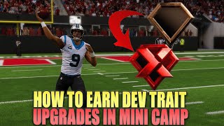 How to EARN Dev Trait Upgrades from Mini Camp Mode in Madden 24 Franchise.