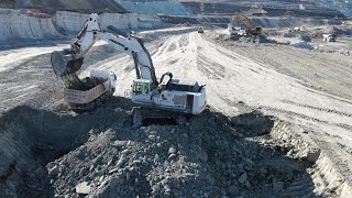 Liebherr 984 Excavator Loading Mercedes & MAN Trucks - Labrianidis Mining Works