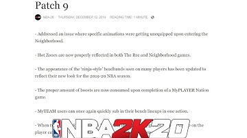 NBA 2K20 PATCH 9 OFFICIAL NOTES 📝👨🏽‍💻🛠