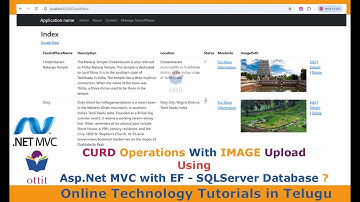 Asp.Net MVC Tutorial in Telugu - CRUD Operations with Image Upload In ASP.NET MVC with EF  -  Ottit