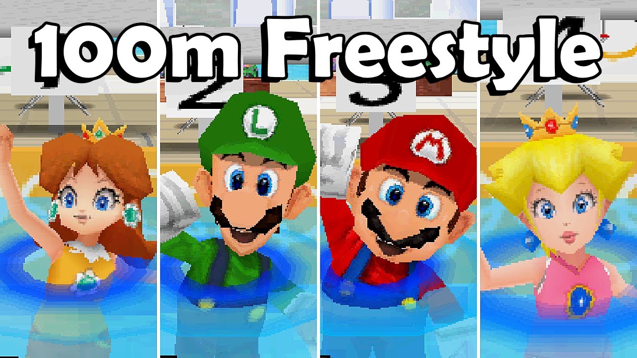 Mario & Sonic at the Olympic Games [DS] - 100m Freestyle Swimming (All Characters)