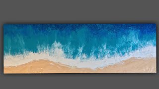 :  MER -  D'emo acrylic pouring Fluid art Peinture acrylique Tableau abstrait 120x40 SABCREATIONS