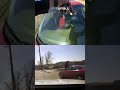 Police officer clinging to the roof of a suspect's car