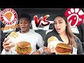 Popeyes vs Chick-Fil-A | Couples Mukbang 😍🍔