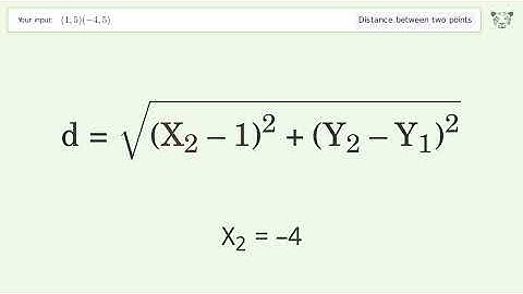 Find the distance between two points p1 (1,5) and p2 (-4,5): Step-by-Step Video Solution