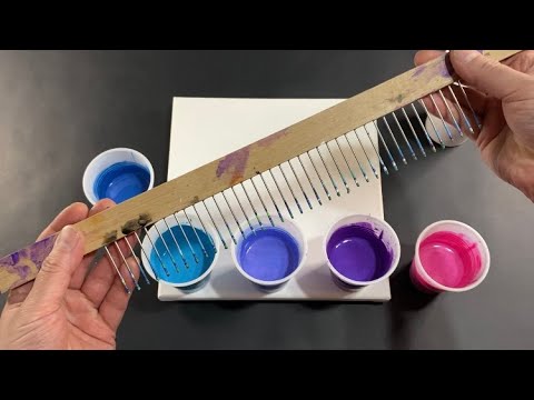 Acrylic Pouring Abstract Fluid Art using a Giant Comb - YouTube