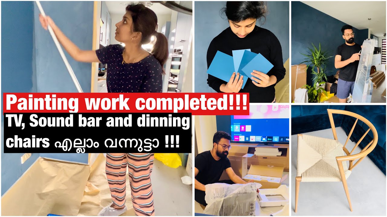 Painting work completed TV, Sound bar & Dinning chairs Malayalam