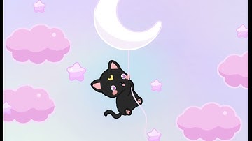 Animated Twitch Transition -  Black & White Kitty on the moon