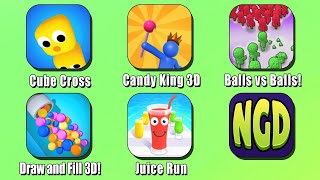 Cube Cross, Candy King 3D, Balls vs Balls!, Draw and Fill 3D!, Juice Run | New Games Daily screenshot 5