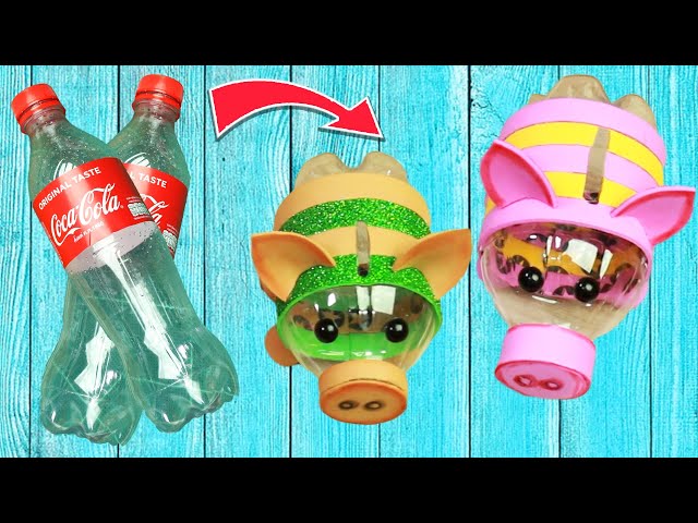 recycled craft ideas plastic bottles - How to make piglets with recycled plastic bottles class=