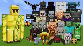 Gold Golem vs Every mob in Minecraft - Minecraft mob battle - Gold Golem vs All Mobs