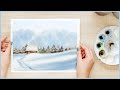 Practice Painting a Watercolor Winter Landscape with me!