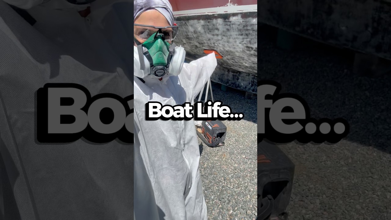 Sanding: Because barnacles don’t pay rent 😌 #shorts #diy #sailing #boatlife #project #sanding g