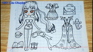 Vẽ thiết kế b.b.ú.p b.b.ê giấy Cung Hoàng Đạo Thiên Yết -Bọ Cạp/ Tạo mẫu váy học sinh, váy Công chúa