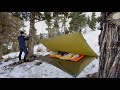 Winter Wild Camping Adventure Under a Tarp