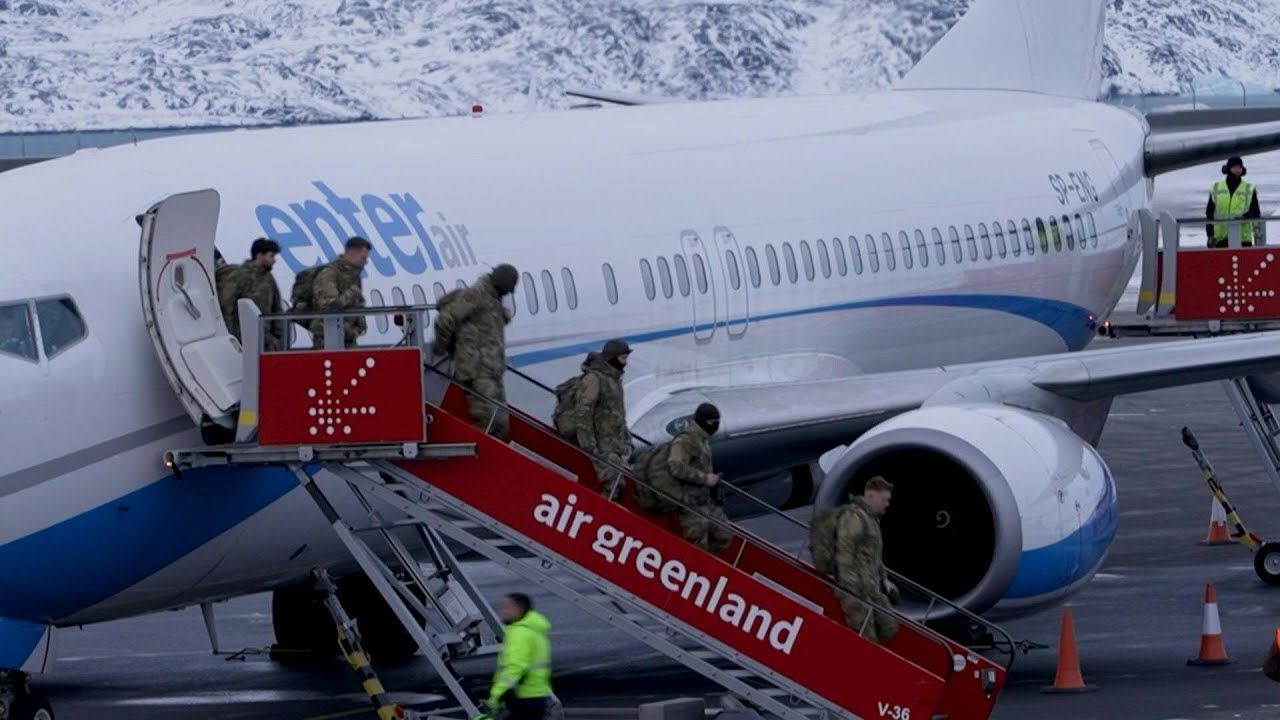 European military personnel arrive in Greenland | AFP
