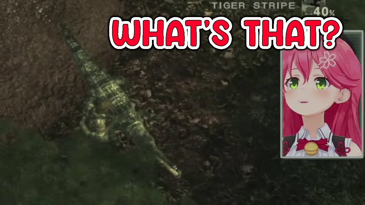 Miko who forgets her real mission, fights against a crocodile in MGS3