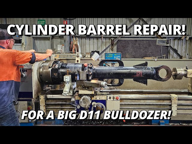 Repairing a Cylinder Barrel for BIG D11 Bulldozer! | Machining, Welding & Honing class=