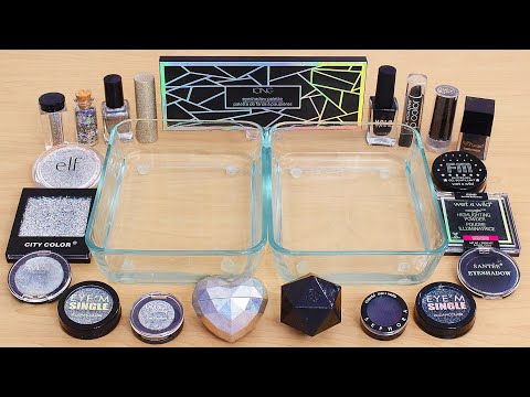 Holo vs Black - Mixing Makeup Eyeshadow Into Slime ASMR | 30 Minutes Lena Slime