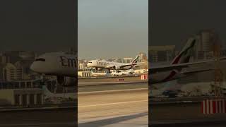 Emirates Landing: Epic Airplane Landing with City Views! #shorts