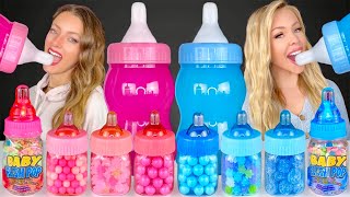 ASMR BIG BOTTLE CANDY JELLY DRINK CHALLENGE, BABY BOTTLE POP MUKBANG 먹방