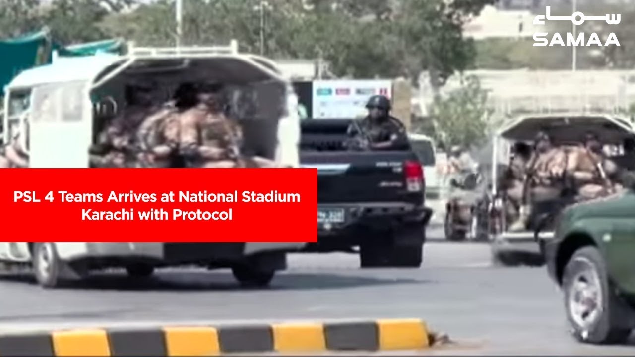 PSL 4 Teams Arrives at National Stadium Karachi with Protocol | SAMAA TV | 08 March 2019
