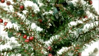 Slow Motion Snowflakes Falling on Christmas Tree I saw three ships come sailing in Christmas Carol screenshot 2