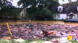 Lowell: Debris Floating On Flood Waters In Crofton