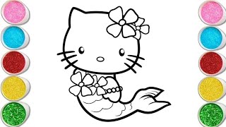 Mermaid Hello Kitty Drawing, Painting and Coloring for Kids and Toddlers #drawing