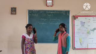 7th standard Students enacting in telephonic conversation