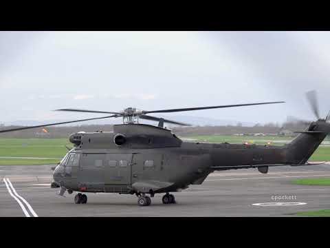RAF Puma SA.330 Helicopter startup - Gloucestershire Airport