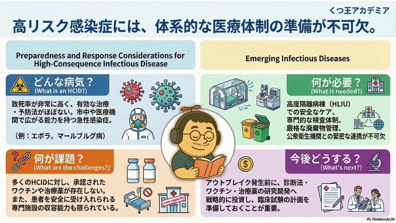【医療者向け・音声のみ】重大な影響を及ぼす感染症（HCID）の定義と備え：高度隔離ユニットから対策投資まで: EID