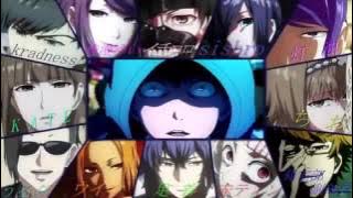 Tokyo Ghoul all Characters singing Opening song Unravel   TK from Ling Tosite Sigure