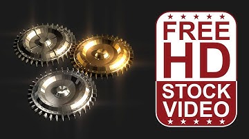 Free Stock Videos – silver gold gears cogwheels rotating on grey background 3D animation