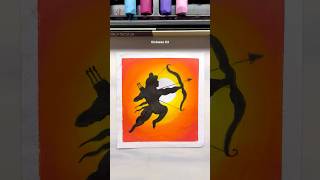 🏹 Lord Rama Silhouette Painting 🌅 | Easy Oil Pastel Sunset Art