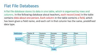 IB ITGS Unit 6 Databases – Section 2 Database Structure