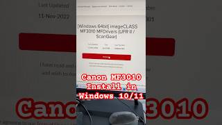 How to Download &amp; Install Canon MF3010 Printer Driver in Windows 10/11PC or Laptop - Hindi #shorts