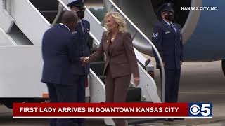 First lady Jill Biden arrives in downtown Kansas City