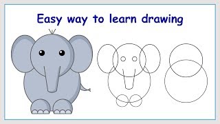 elephant drawing simple easy draw way learn drawings elephants steps beginners paintingvalley sketch cartoon