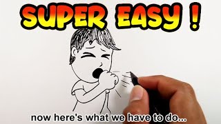How to draw a person coughing step by step | Drawing Ideas Easy