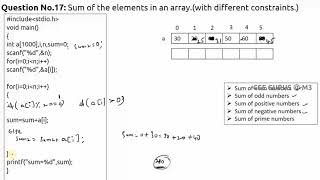 Sum of an array elements with different constraints ( C - Program)