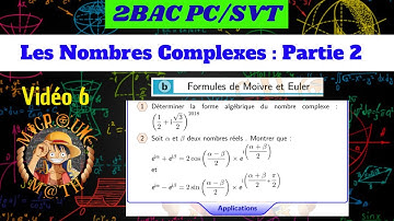 Formules de Moivre et Euler — Les nombre complexes — 2BAC PC/SVT