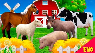 Farm animals names and sounds. Animals for kids.