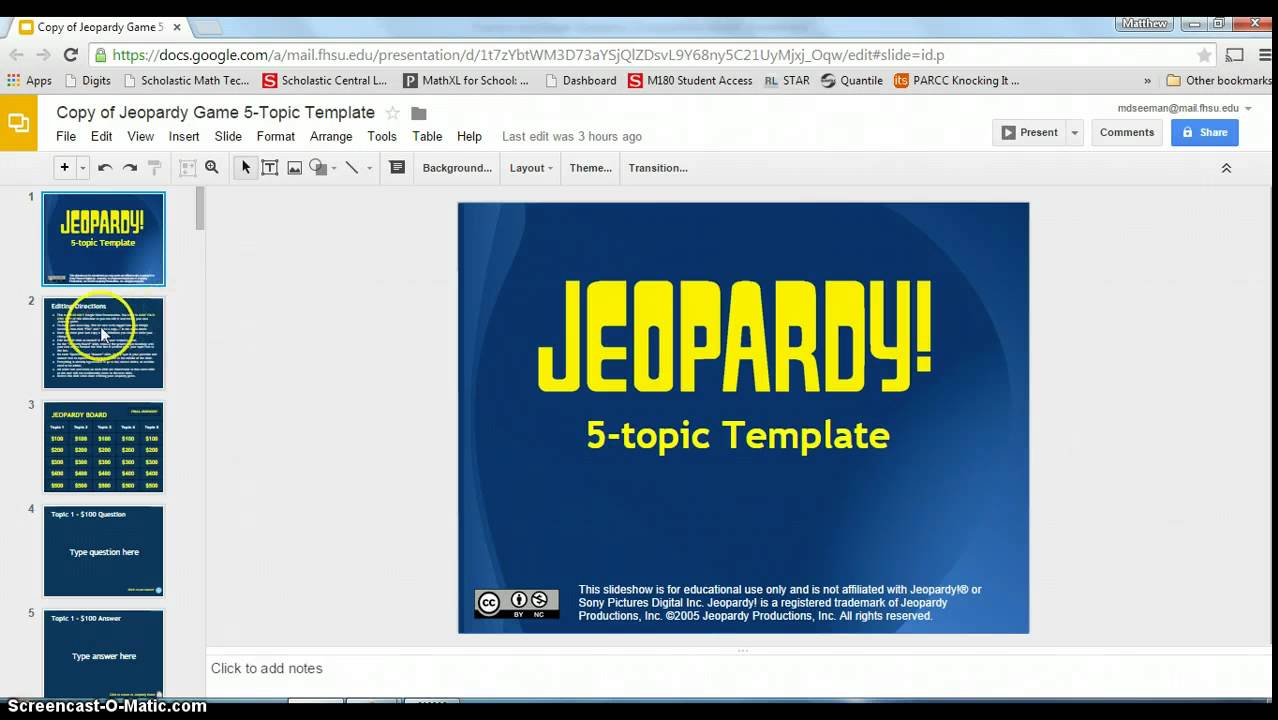 How to Create a Jeopardy Game in Google Slides - Tutorial