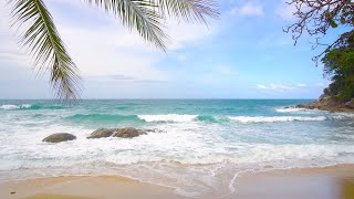 4K UHD Ocean Waves Crashing on Beach and Rocks  | White Noise for Relaxation, Study & Sleep