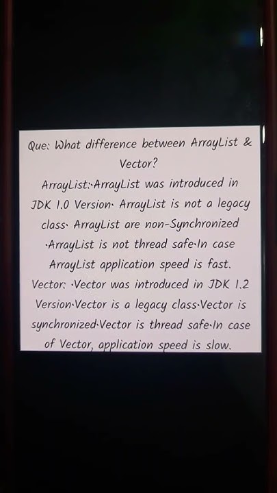 What is the difference between ArrayList & Vector?#java #technical # ... image.